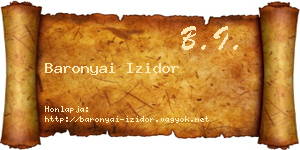 Baronyai Izidor névjegykártya